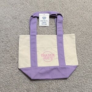 Purple and Cream Canvas Tote Bag